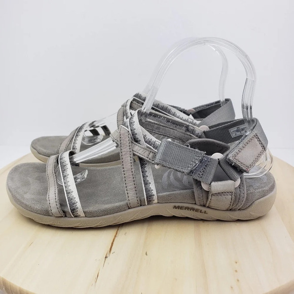 Women's Merrell Moon Sandals Sz 9 Gray Outdoor Performance Strappy Comfort Shoes - Picture 2 of 11